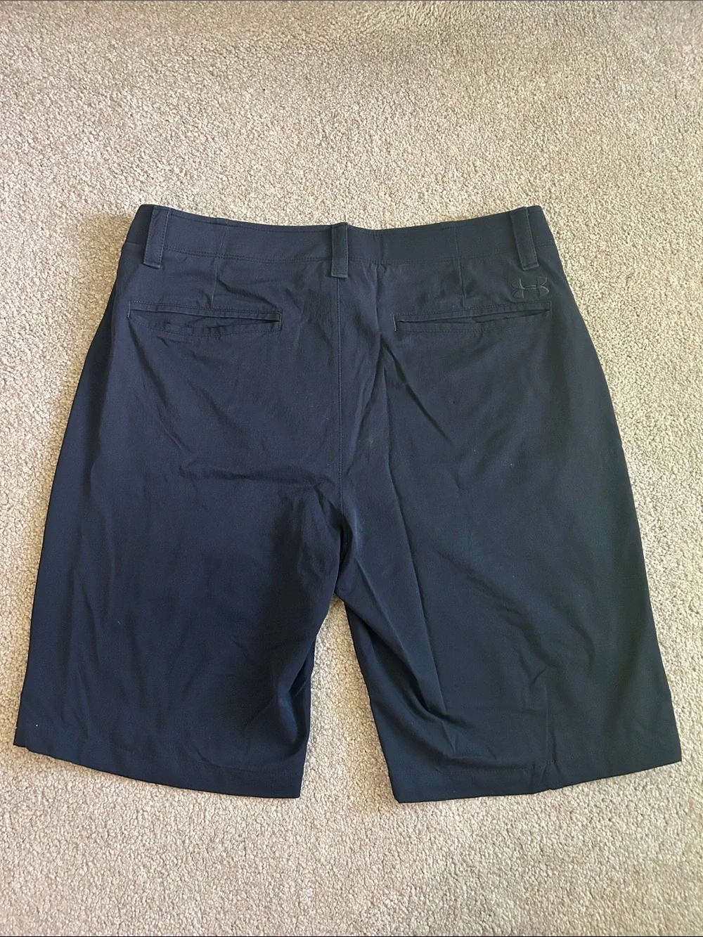 Under Armour Men’s Black Athletic Shorts with Red Waistband Accent